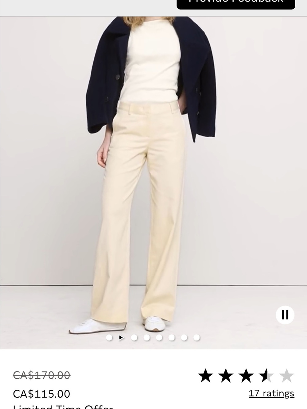 Banana Republic Cream Wide-Leg Trousers
